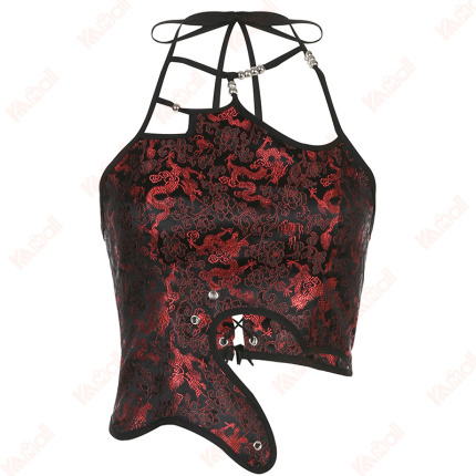 dragon pattern tank top women